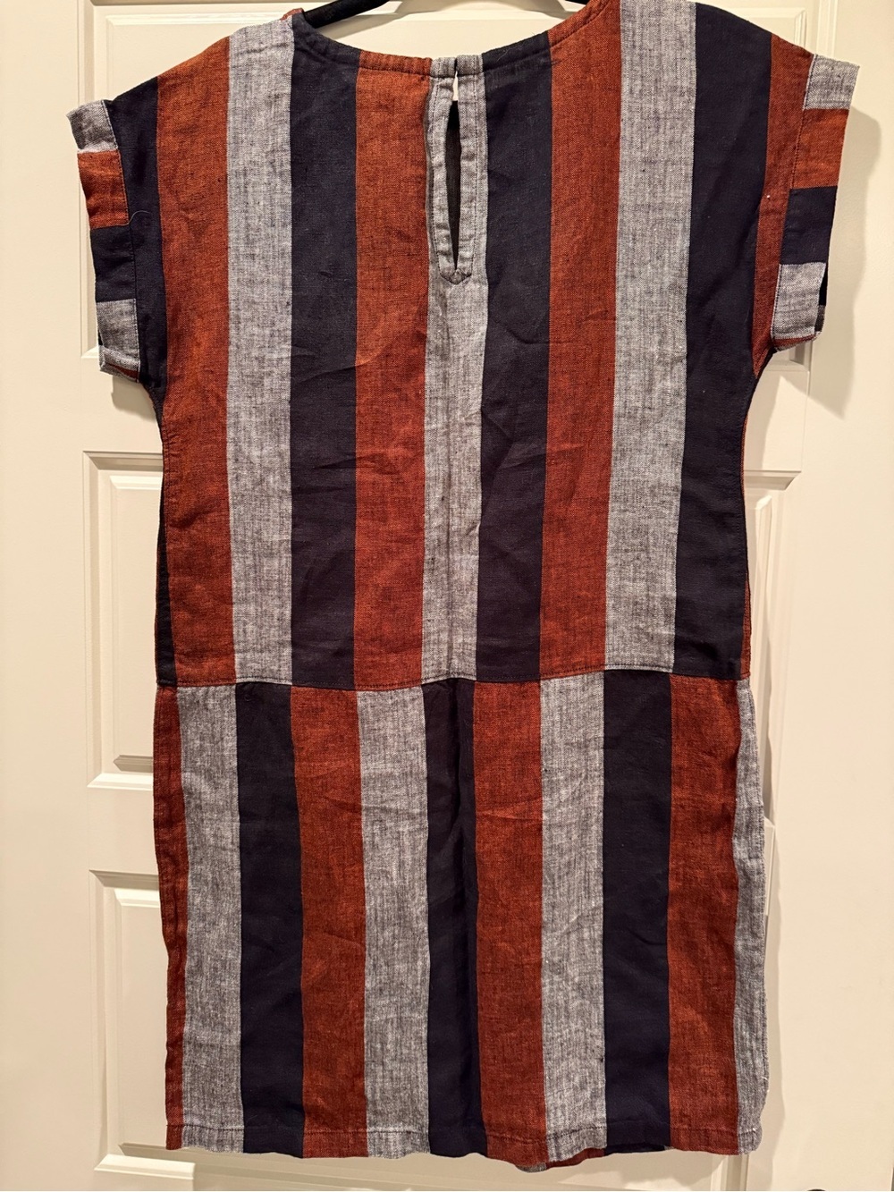 Garnet Hill Striped Short-Sleeve Shift Dress 100% Linen - Picture 3 of 4